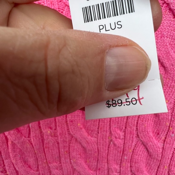 NWT Talbots Pretty Pink Pastel Colored Flecks Cabled Sweater - Picture 6 of 7
